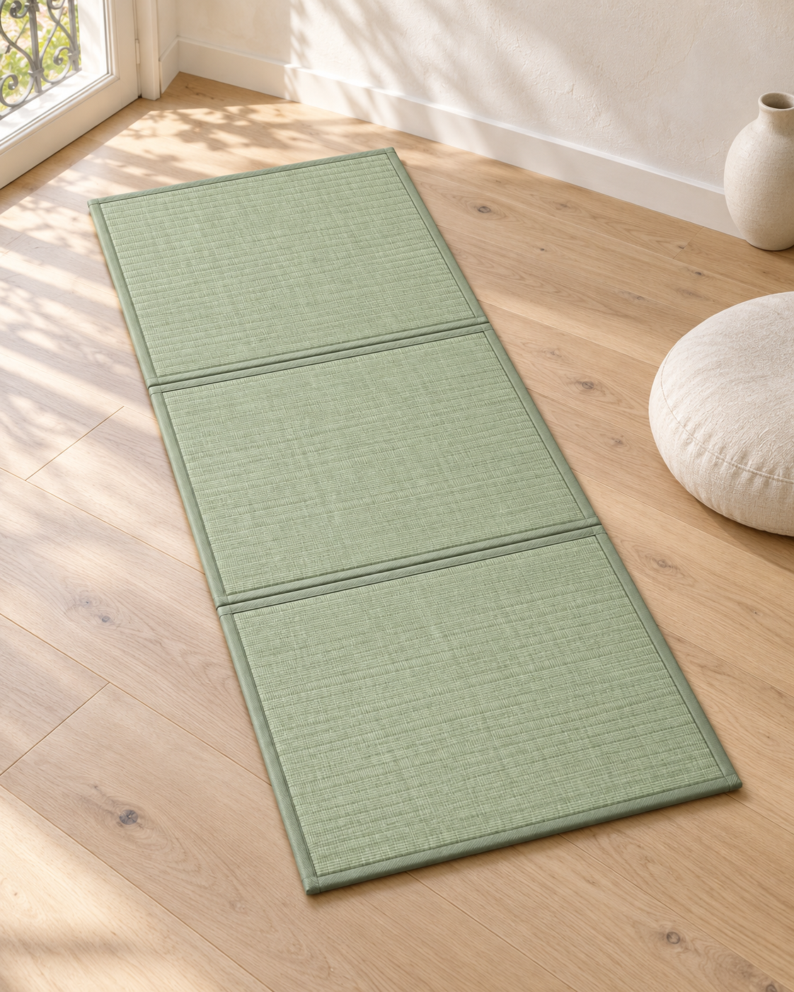 Tatami japonais pliable en jonc naturel, matelas de sol antidérapant