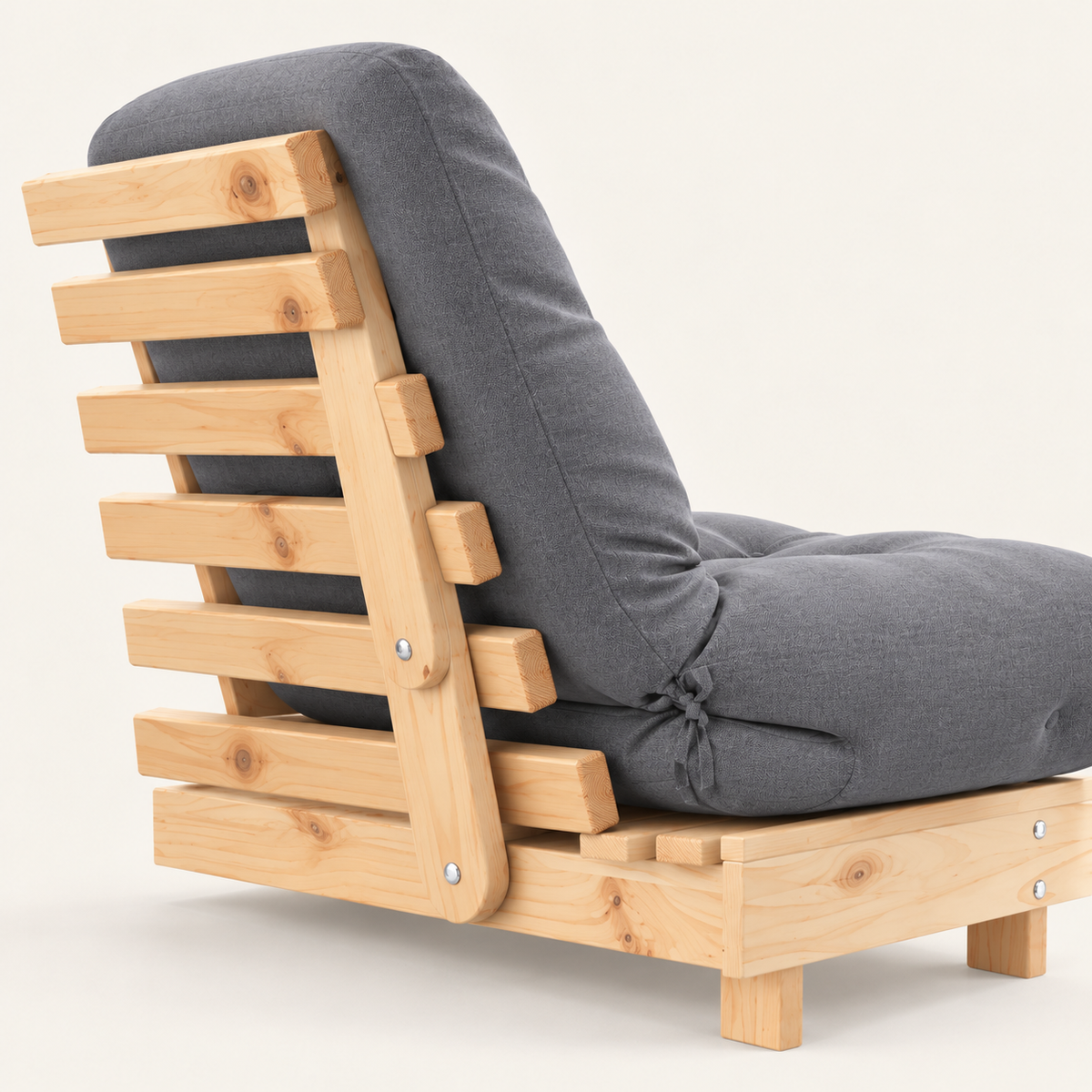 Canapé lit futon bois massif avec matelas, dossier réglable