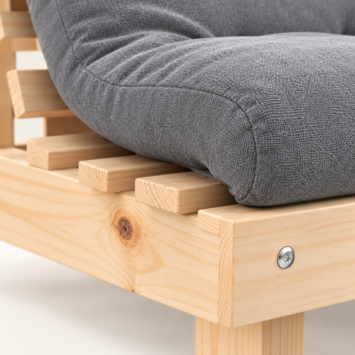 Canapé lit futon bois massif avec matelas, dossier réglable
