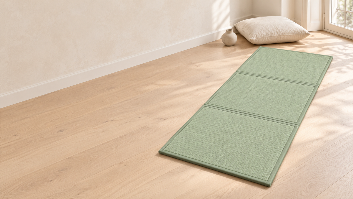 Tatami japonais pliable en jonc naturel, matelas de sol antidérapant