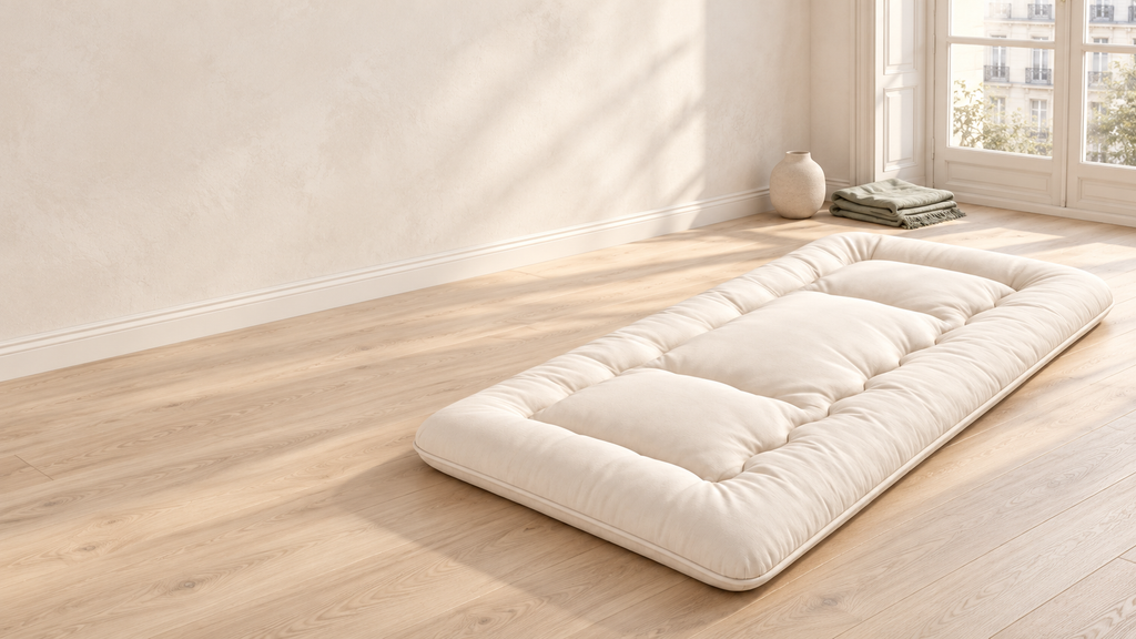 Matelas futon japonais 90x200 cm, matelas de sol enroulable beige