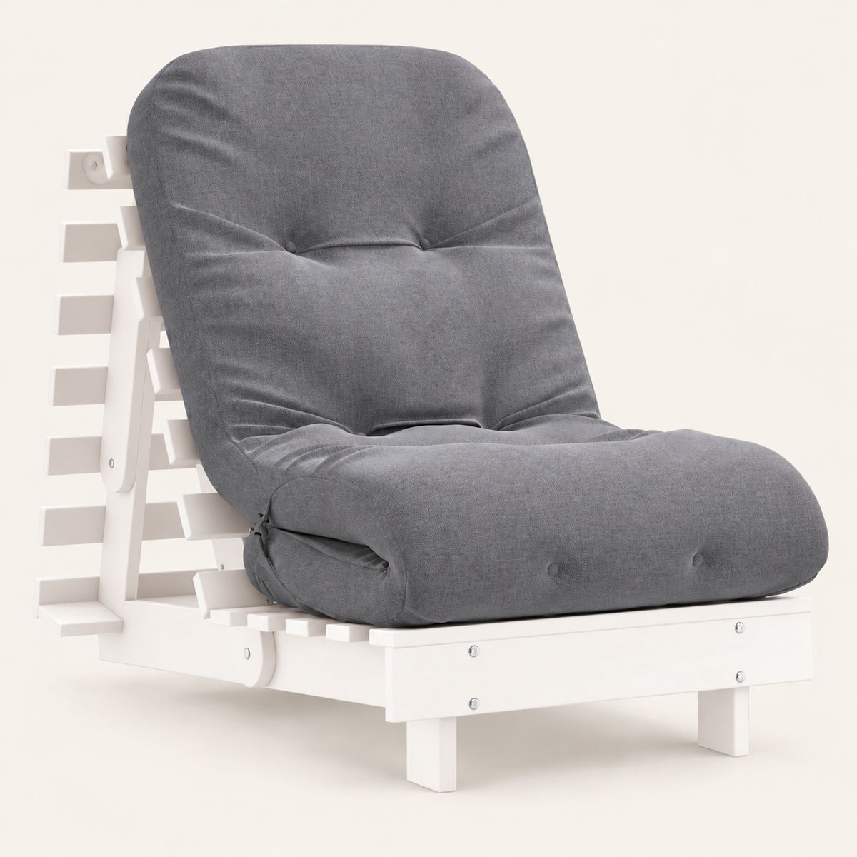 Canapé lit futon bois massif avec matelas, dossier réglable