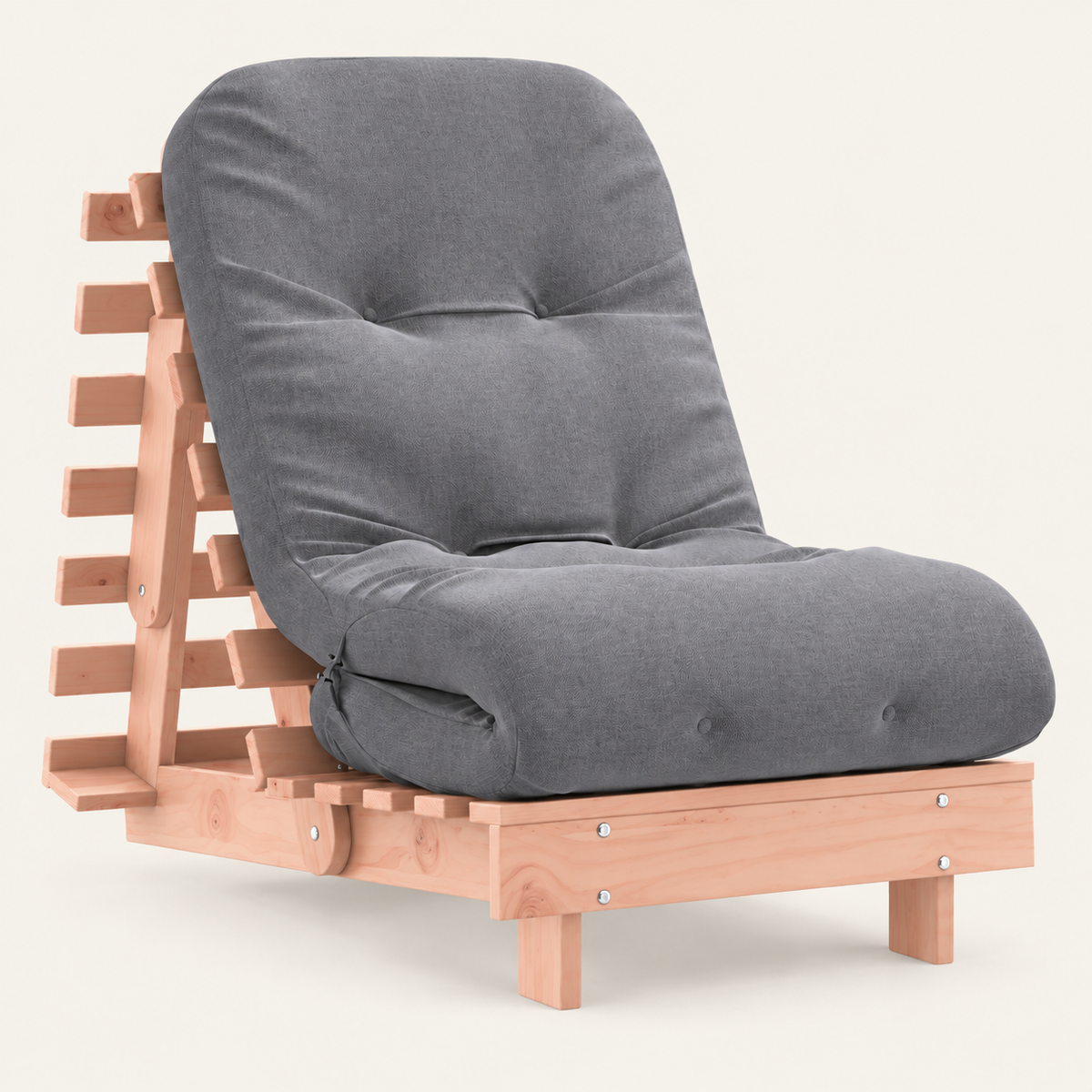 Canapé lit futon bois massif avec matelas, dossier réglable